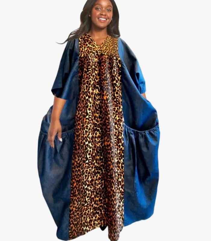 African Boubou Kaftan Maxi Dress-Free Size