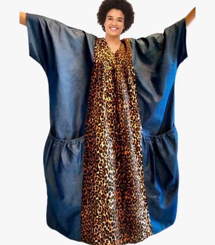 African Boubou Kaftan Maxi Dress-Free Size
