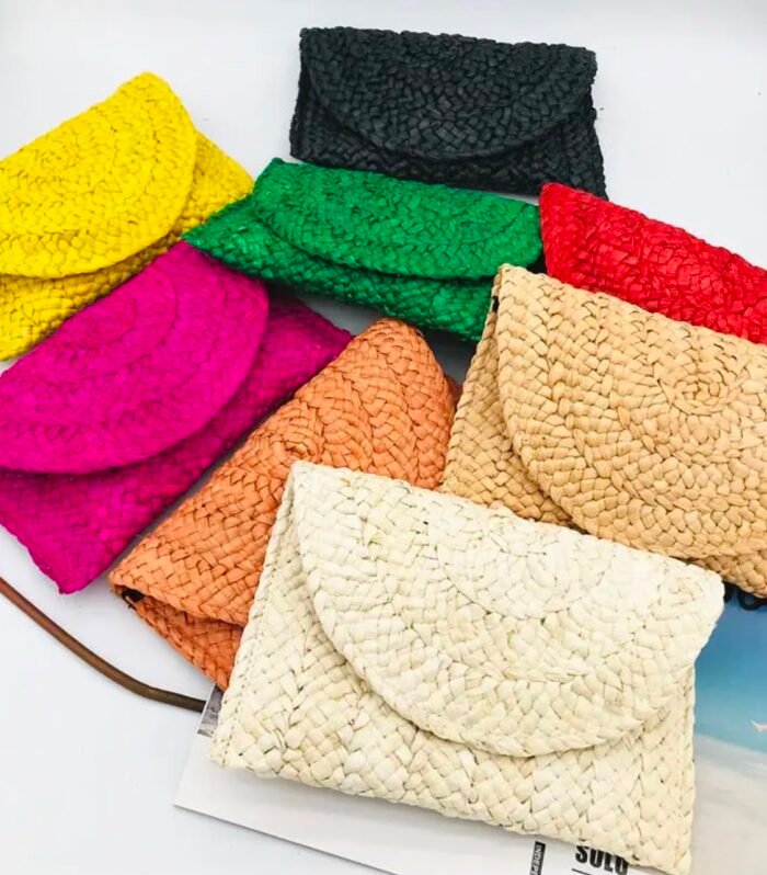 Handwoven Straw Envelope Clutch Bag- Multiple Colors
