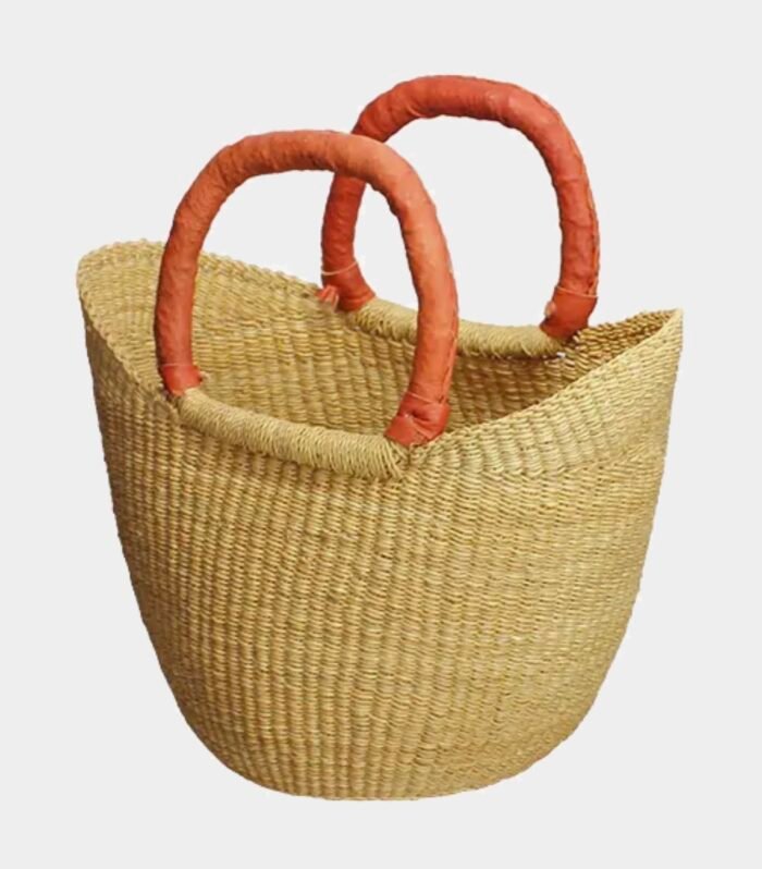 Classic natural woven basket with wrapped handles and a clean, neutral look.