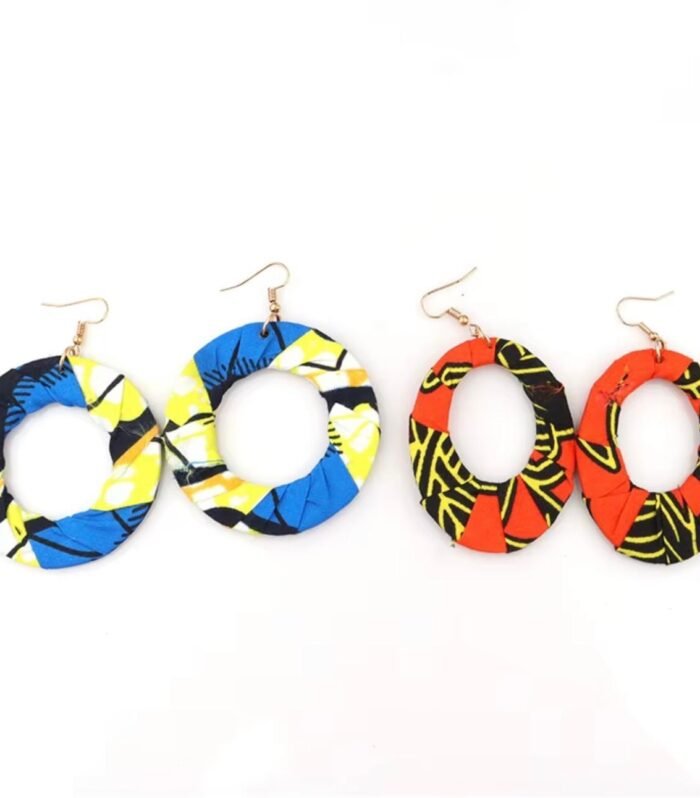 African Print Fabric Hoop Earrings – Set of 2 – Smith Cultural Trove