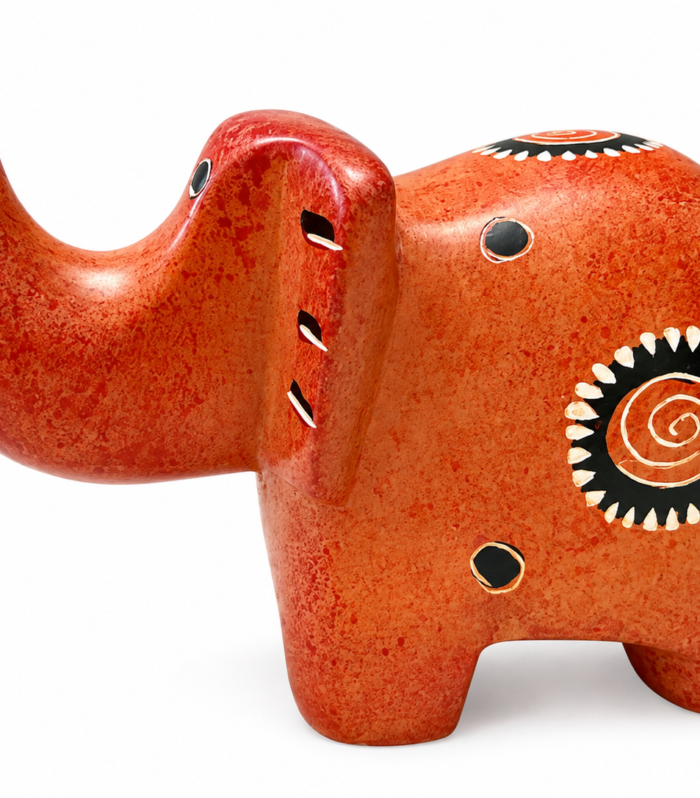 Unique Kenyan Soapstone Elephant Statues - Handcrafted & Colorful