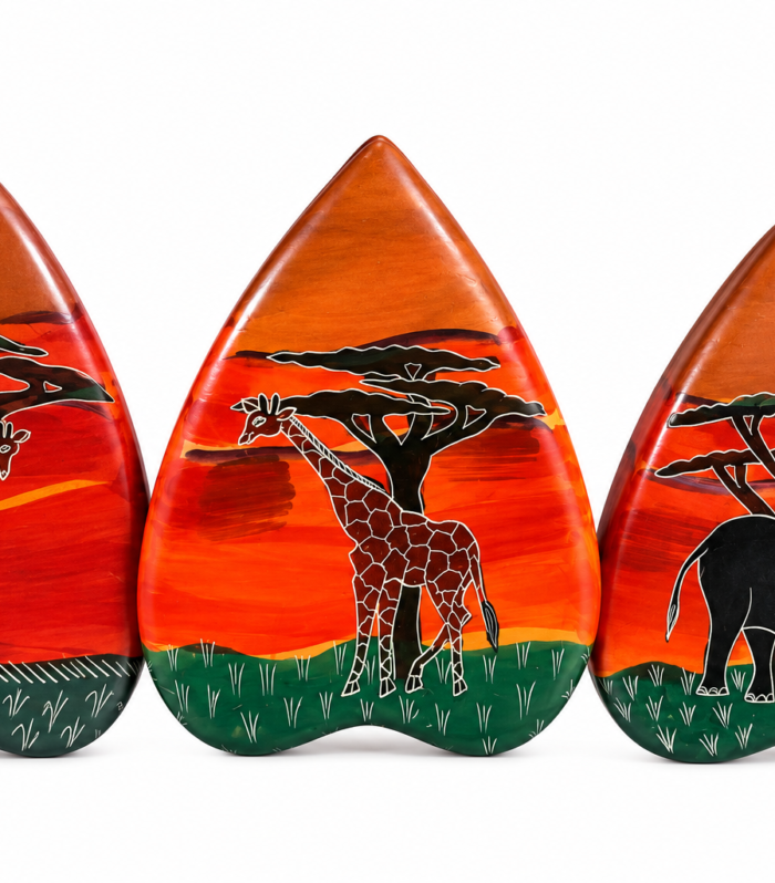 Hand-Painted African Safari Decorative Bowl – Giraffe & Elephant Art – Smith Cultural Trove