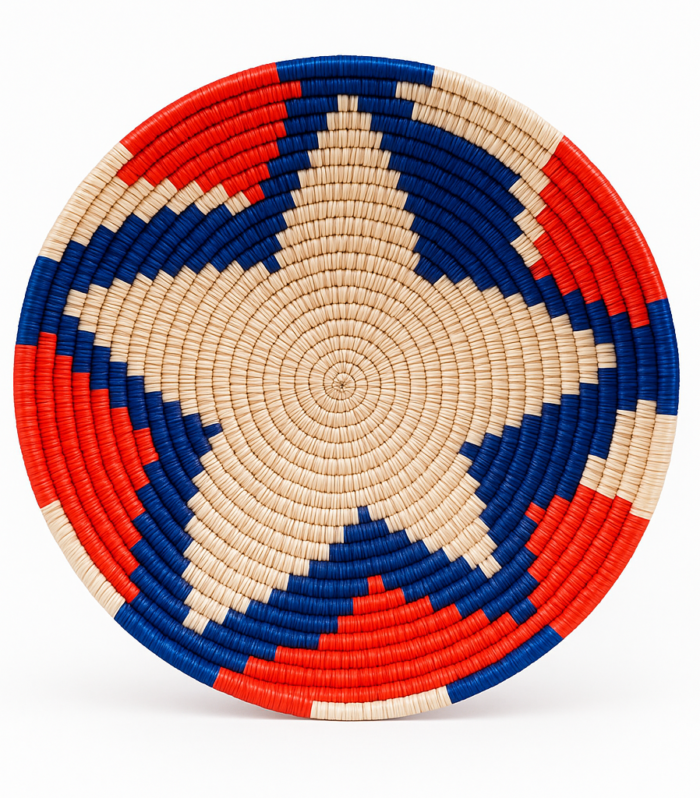 Artisan African Decorative Basket: Unique Woven Wall Accent