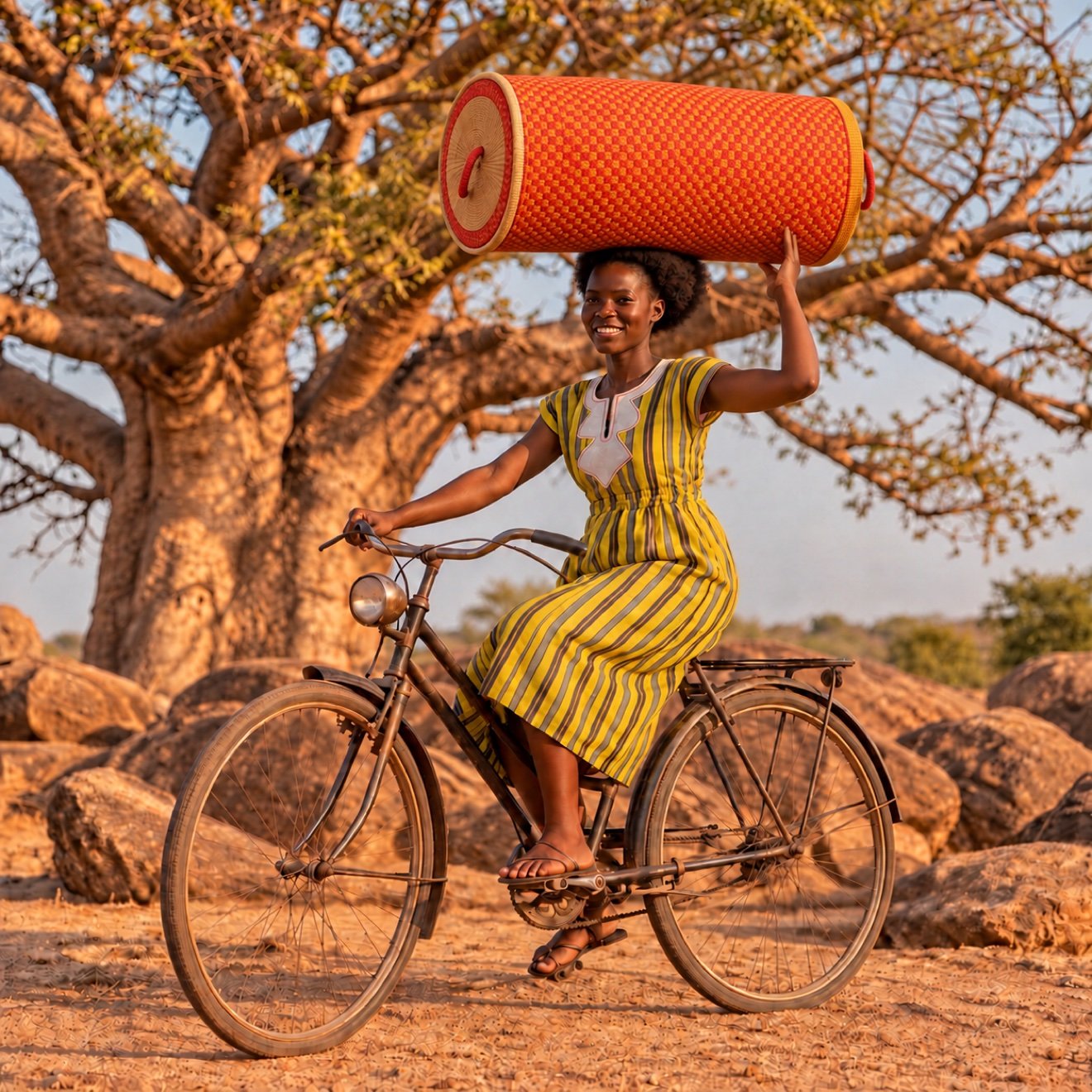African artisan carrying a handwoven basket — Smith Cultural Trove