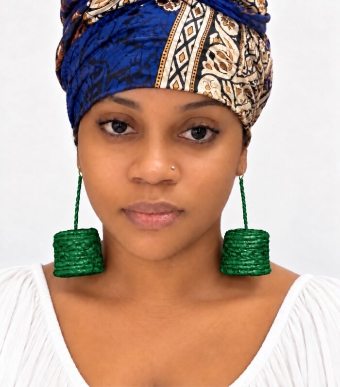 Handwoven Raffia Basket Drop Earrings – Lightweight African Statement Earrings