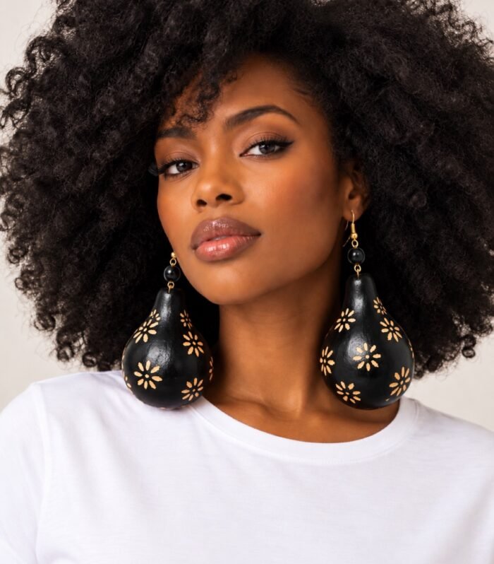 Handmade African Calabash Floral Earrings