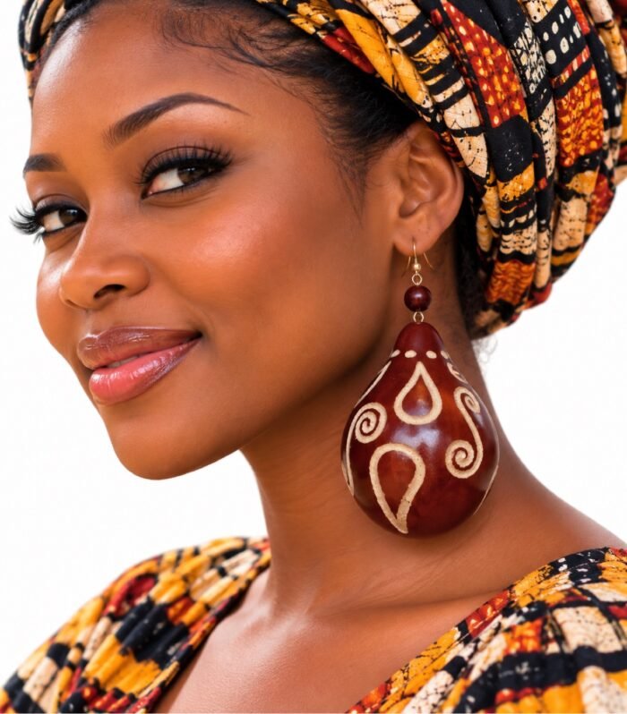 Handmade African Calabash Statement Earrings