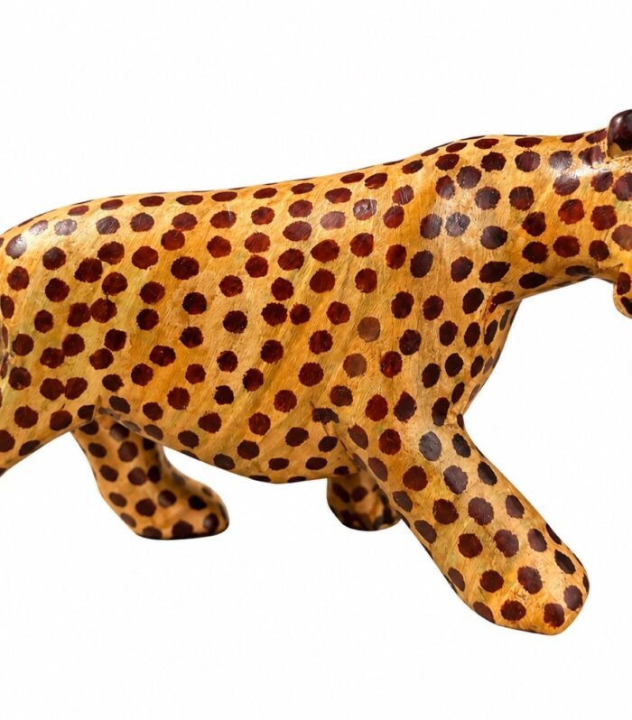 Hand-Carved Wooden Leopard Figurine