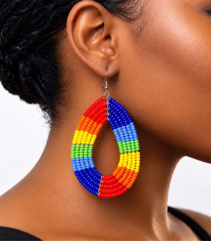 Handmade Beaded Teardrop Earrings