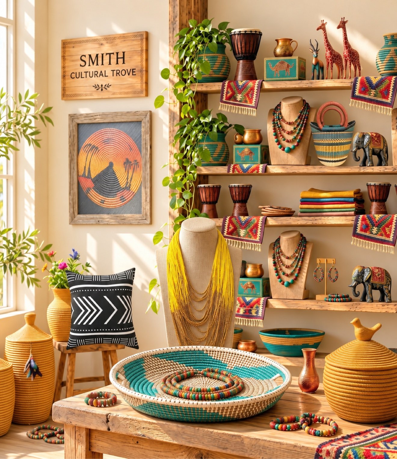 Colorful handmade African and Caribbean treasures at Smith Cultural Trove