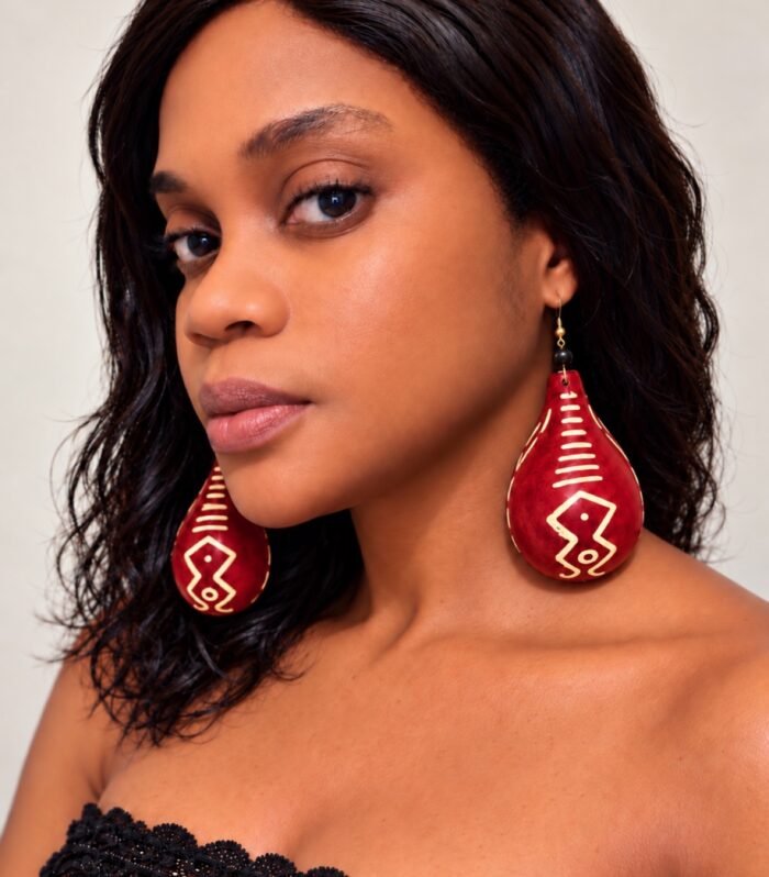 Handmade African Calabash Geometric Earrings